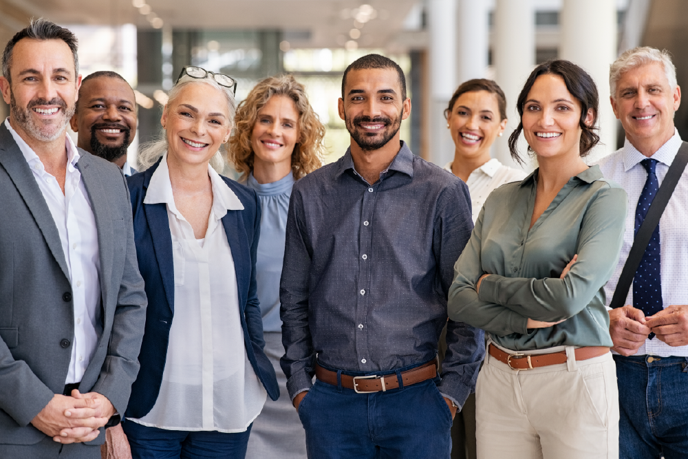 Team of coworkers together